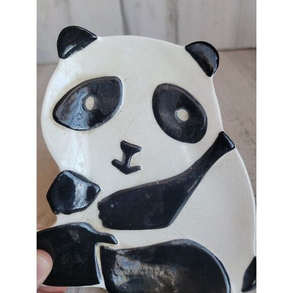 Vohann AS IS panda bear ceramic trinket plate zoo - Picture 4 of 7